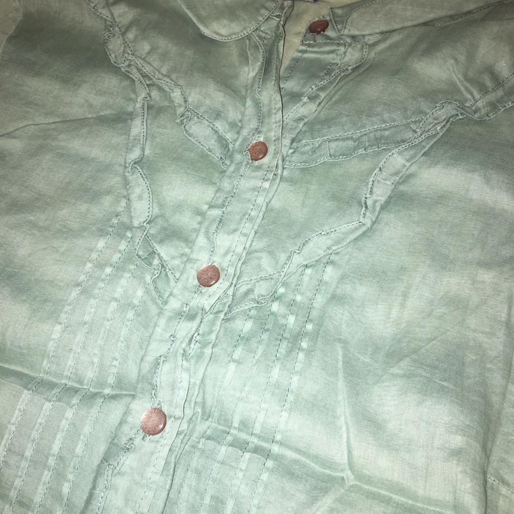 Anthropologie Ruffle Front Button-up Blouse